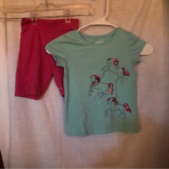 Girls sparkling unicorn short set Jumping Beans/Garanimals - Picture 1 of 8